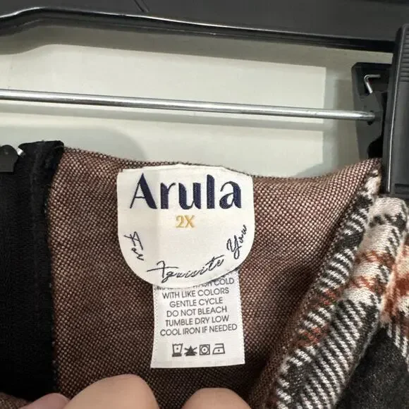 Arula Plus Soft Flannel Plaid Zip Back Paris Mini Skirt Skort - Size 2X, Stretch - Picture 4 of 9